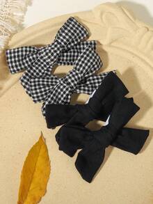 4pcs Milky Solid Color Hair Clips, Bow Design, For Daily Wear - Mixed color - View 6