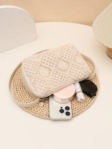 新款春夏小众设计镂空花朵单肩包，女士款 - 米色 - 查看 6