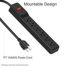 Regleta con Protector contra Sobretensiones de 6 Tomas, Cable de 3.3 pies con Interruptor Iluminado, para Hogar, Oficina, Colegio, Tienda y Garaje, 15A 125V 1875W, 14AWG, Blanco - Tipo de Enchufe A USA (110-127V) - Ver 7