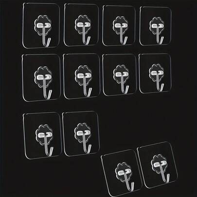 10pc Transparent Hook, No Punching Hook, Adhesive Hook