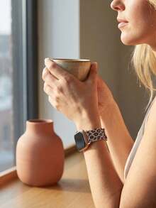 1条经典男女通用豹纹金属网状运动表带，兼容 45mm、49mm、38mm、40mm、41mm、42mm、44mm、46mm；米兰尼斯编织表带，兼容 Ultra 3/2/1、11、10、9、8、SE3、7、6、5、4、3、2、1；透气磁性表扣安全锁表带 - 豹紋. - 查看 4