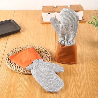 1/2只随机颜色，皮革银线洗碗手套，厨房多功能加长加厚手套，家用清洁去污锅具刷洗手套