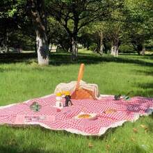 1 tấm thảm dã ngoại & ngoài trời di động, chất liệu vải lanh, vải gingham & ren trang trí, đạo cụ cắm trại & chụp ảnh - Nhiều màu - Xem 9