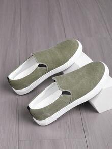 Giày thể thao nam casual thoải mái mới năm 2026 - Thoáng khí, giày casual đường phố, chất liệu lưới, phù hợp cho mọi mùa, mũi tròn, thân giày bằng vải, đế EVA, giày thể thao đa năng cho nam, học sinh, hoạt động ngoài trời, thời trang đường phố, nhẹ và bền. - Màu xanh Ô liu - Xem 3