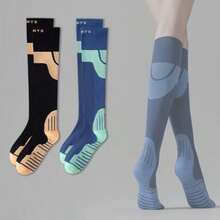 2 Pairs/3 Pairs Women Sports Muscle Compression Socks, Knee-High Athletic Socks, Functional Sports Fitness Cycling Running Socks, Slimming Leg, Anti-Slip Shock Absorption, Suitable For Pregnant Women, Nurses And Active Women - Multicolor - View 13