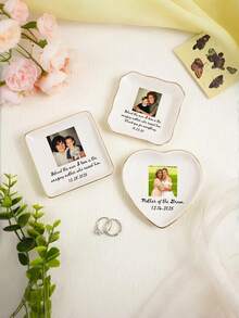 Personalized Floral Jewelry Tray - Custom Watercolor Floral Ceramic Ring Holder, Customized Jewelry Tray, Personalized Wedding Ring Dish - Multicolor - View 7