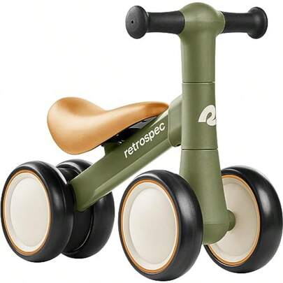 Retrospec Cricket 2 Baby Walker Balance Bike with 4 Wheels - Safe Learning Toy for Ages 12-24 Months - Scratch-Resistant Indoor Outdoor Toddler Riding Toy with Steering Limit and Soft Grips