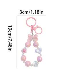 1pc Exquisite Bow Keychain, Phone Charm, Fashionable Bag Accessory, Decorative Item, Gift For Friends And Colleagues, Minimalist Luxury Car Accessory, Valentine's Day Gift, Mother's Day Gift, Children's Day Gift - Multicolor - View 3
