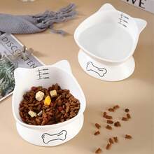 shuo ni mao yi Ceramic Cat/Dog Bowl With Bone Embossed Gradation Lines, Easy To Clean Cat Food Bowl, Raised Stand Slow Feeder, Cute Pet Food & Water Bowl, Anti-Spill - 350ml - View 7