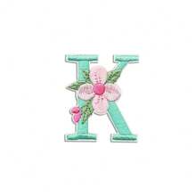 1/26 piezas Parches bordados con flores y letras inglesas coloridas, pegatinas decorativas de aplicación de costura con adhesivo en la parte posterior (disponibles en varios colores) - Verde - Ver 19