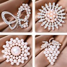 1枚简约仿珍珠水钻花朵胸针，女士毛衣/外套装饰配饰 - 彩色 - 查看 4