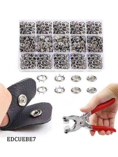 EDCUEBE7 400/800pcs Metal Snap Fasteners, 100/200 Sets Pliers Tools For Five-Claw Fasteners With Box, Fastener Clips Plier Tool For Clothes Leather Handmade Sewing