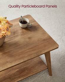 VASAGLE Coffee Table, 2-Tier Living Room Table With Storage, Center Table With Rounded Corners, 21.7 X 39.4 X 17.7 Inches, Easy To Assemble - 棕色 - 查看 4