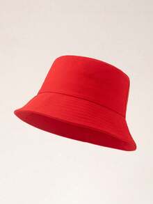 1pc Women's Versatile Solid Red Auspicious Bucket Hat, Suitable For All Seasons, Daily Wear, Sun Protection And Windproof - A - View 2