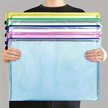 5-Piece Mesh Zipper Bag Set, Available In 5 Colors, Suitable For A3, A4, A5 And Letter Size Documents, Ideal For Organizing School Supplies, Puzzles And Travel Storage. Zipper Document Folders - Art, Data And Drawing Storage Bags With Mesh Design (Random Color) - Sets - View 6