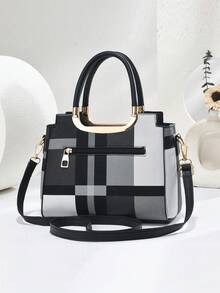 2pcs Plaid Print Retro Tote Bag, Multifunctional Large Capacity Crossbody Bag, Fashion Design, New Stylish Women Small Square Bag Handbag Shoulder Bag Versatile Casual Large Capacity Shoulder Crossbody Bag Suitable For Travel Shopping, New Elegant Women Tote Shoulder Crossbody Bag Versatile Casual Luxury Large Capacity Shoulder Crossbody Bag, Fashion Gift For Valentine's Day - Multicolor - View 2