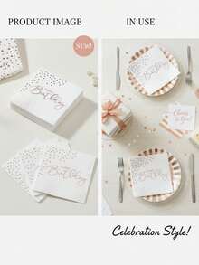 40/20/1 chiếc khăn ăn dùng một lần cho tiệc sinh nhật, bộ đồ ăn dùng một lần, kích thước 10*10 inch, khăn ăn 3 lớp dày dặn, thấm hút tốt, khăn ăn tráng miệng mạ vàng hồng sang trọng, trang trí tiệc tối cho phái nữ, ngày Valentine, đám cưới, sinh nhật. - Xem 6