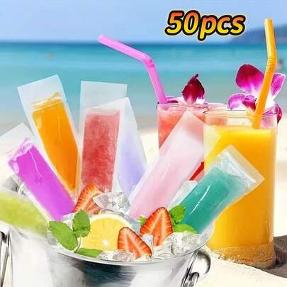 50 khuôn làm kem que, thích hợp làm đá viên cho cocktail, đồ uống, vật dụng cần thiết cho mùa hè và tiệc tùng - Dụng cụ làm mát đồ uống | Bảo quản thực phẩm