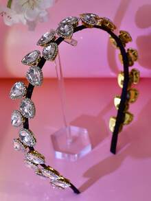 1个闪亮水晶发箍，简约心形公主风，适合新娘、婚礼、约会、外出、派对、送礼、休闲佩戴 - 彩色 - 查看 4