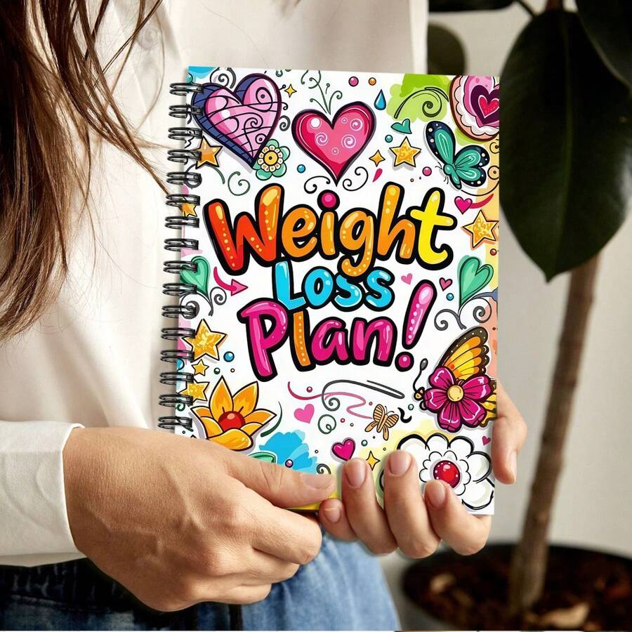 1pc A5 Weight Loss Diary Notebook, Designed With Fitness Equipment, Motivational Exercise & Weight Management Guide, Suitable For Men And Women, Self-Discipline Plan - A5 - View 1