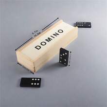 28pcs Black Domino Tiles In Wooden Box, Wooden Domino Board Game Educational Toy - Black - View 2