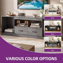 BALCONERA 148 Cm High TV Cabinet For TVs Up To 65 Inches With 2 Doors – 3 Adjustable Shelves – Entertainment Center For Living Room And Bedroom - trắng - Xem 6