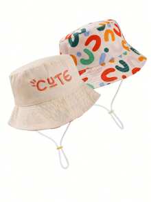 1 件儿童双面恐龙印花渔夫帽，男女通用日常户外防晒渔夫帽 - 米色 - 查看 19