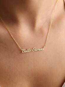 Customized Stainless Steel Name Necklace, Gold Box Chain Personalized Font Necklace, Jewelry Gift For Girlfriend, Family - Gold - Style 12 - View 7