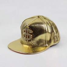 Gold Dollar Sign Snapback Hat, Hip Hop Street Dance Sun Visor Baseball Cap - A - View 10
