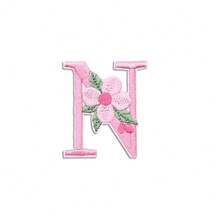1/26pcs Computer Embroidered Flower & Colorful English Letter Patches, Sewing Applique Decoration Stickers With Adhesive Back (Multiple Colors Available) - Pink - View 16