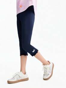 Annil Girls' High-Thread Count, High-Density Modal Soft Skin Breathable Elastic Capri Pants Yoga Pants - New Sapphire Blue - View 2
