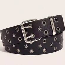 1 件装美国朋克明星铆钉双排孔腰带，男士工装牛仔裤腰带 - 彩色 - 查看 7