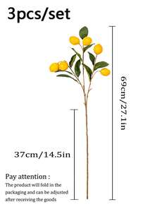 1/3/6PCS Artificial Lemon Branches With Green Leaves, 27.1'' Artificial Plant With 6 Bright Yellow Lemon Fruits, No Maintenance Artificial Flower For DIY Wedding Party Garden Home Decoration, Indoor Outdoor Spring Summer Decor, Modern Nordic Style - Multicolor - View 12