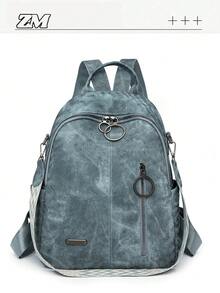 Vintage Style Minimalist Women Backpack, With Multiple Pockets And Zippers, Suitable For Daily Use, Commuting, Outdoor Activities, Can Fit Laptop, Ideal For College Students, Teenagers, Suitable For University, Business, Work, Commuting - Multicolor - View 15