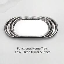1 Khay kim loại dày trang trí phong cách tối giản, thiết kế hình bầu dục cổ điển không tay cầm, mạ bạc bóng như gương, có thể dùng để trưng bày ấm cà phê Ả Rập, chà là, các món tráng miệng truyền thống để tái hiện nghi thức tiếp khách đích thực, cũng thích hợp để đựng các vật dụng nhỏ, bộ 3 chiếc đáp ứng các nhu cầu lưu trữ/phục vụ khác nhau, khay đựng đồ ăn nhẹ/kẹo, khay trưng bày mỹ phẩm/trang sức, khay hình bầu dục đính hạt mạ bạc kiểu Bắc Âu, khay đựng hương cao cấp phong cách Ins. - A - Xem 8