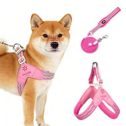 1件装多巴胺宠物胸背带，新款彩色马鞍式犬猫胸背带，穿戴方便，可调节宠物牵引绳，适合小型/中型犬猫