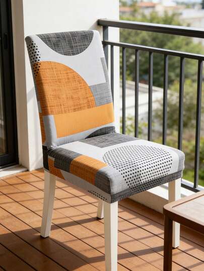 1/4/6/8pcs Removable Chair Covers, Geometric Pattern, Stretchy, Suitable For Dining Room, Bedroom, Living Room Home Decor, Holiday Party Decoration