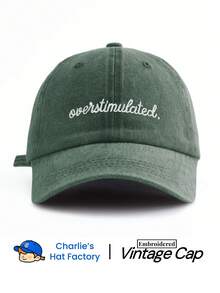 1 Pc Overstimulated. Embroidered Washed Baseball Cap, Classic Casual Stylish Vintage Soft Sweatband Adjustable Size Lightweight Sun Protection Versatile Vintage Dad Hat, Suitable For Outdoor Sports Daily Wear Party Vacation Perfect Gift For Families And Friends - 別惹我. - 查看 8