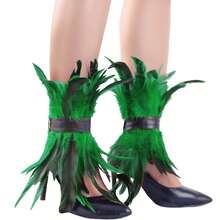 2pcs Faux Feather Leg Cuffs, Halloween Costume Feather Leg Rings, Suitable For Halloween, Christmas, Punk Party, All Seasons - Multicolor - View 5