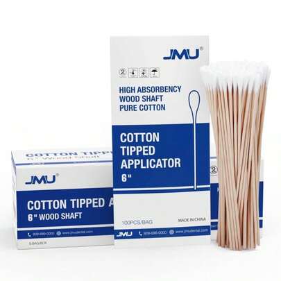 JMU 500 Count 6 Inch Long Cotton Swabs With Wooden Sticks, Lint Free, Highly Absorbent Cotton Tipped Applicators For Makeup, Pet Care &Amp; Home Cleaning