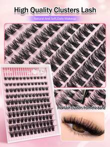 Rikuaild 120pcs Bulu Mata Tempel D-Curl, Lembut & Halus, Ekstensi Bulu Mata DIY 8-16mm dengan Lem Siap Pakai, Mudah Dipasang untuk Pemula, Cocok untuk Sehari-hari, Pernikahan, Kencan, Bulu Mata Berkelompok, Bulu Mata Individual, Bulu Mata Palsu - Hitam - View 4