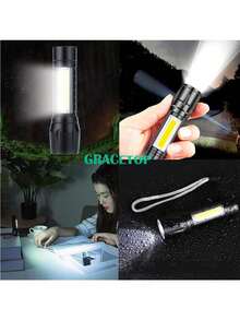 1 Powerful Portable LED Flashlight, Flashlight, Rechargeable Battery, Flash Light For Camping, Suitable For Fishing And Mountaineering - A - View 7