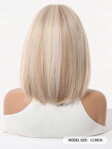 Linen Blond Stright Bob Wig With Bangs- 12inch Synthetic Wigs For Women Heat Resistant Cosplay Colourful Synthetic Hair Wig High Temperature Hair For Women Holiday Daily Fashion Style Synthetic Hair Wig For Halloween And Christmas - 亞麻金 - 查看 6