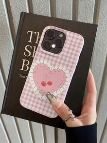 1个蕾丝爱心蝴蝶结樱桃格纹荔枝纹理防震TPU手机壳，适合作为男女节日礼物，兼容 XS/XS Max/XR/11/12/13/14/15/16/17 Pro/Pro Max/14/15/16/17 Plus - 彩色 - 查看 6