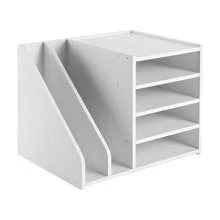 GDAE10 Ablage Schreibtisch Organizer, 4-Tier Briefablage Desktop Aktenhalter mit 2 Seitliche Ablagefächer, Papier Brief Tray Organizer für Bürobedarf Zuhause Dokumente Ordner Stifte, 39x31x30cm [Nice gift for your family&friends] - Standardwert -2 - Übersicht 1