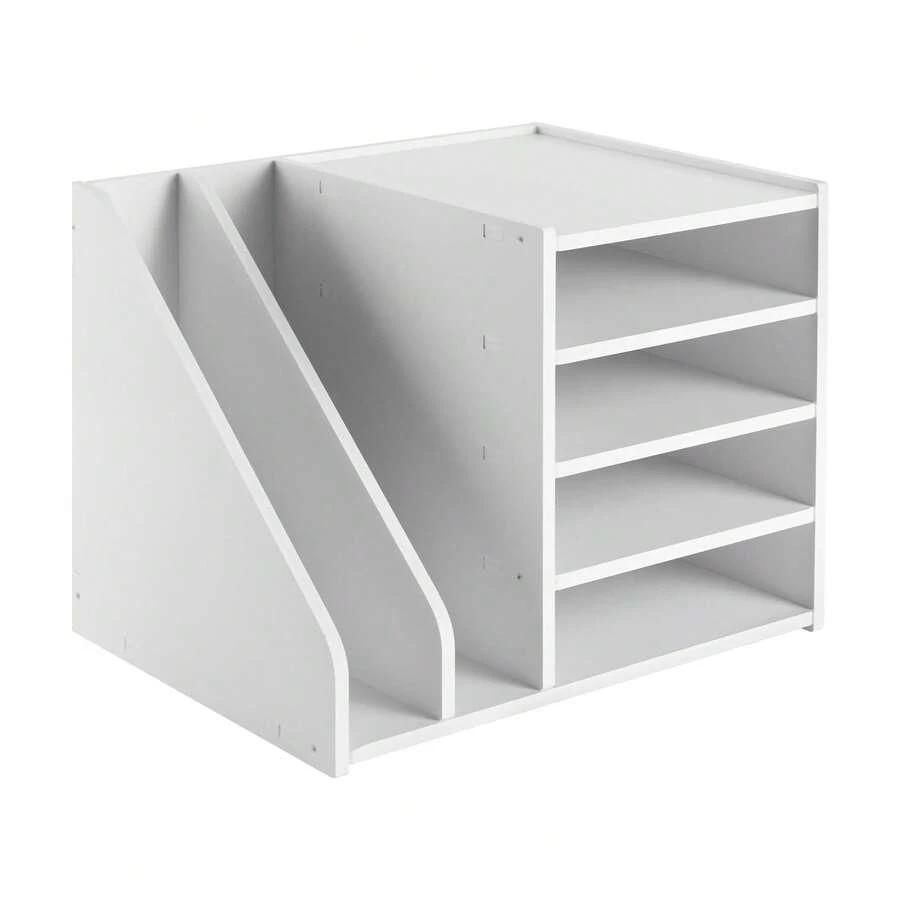 GDAE10 Ablage Schreibtisch Organizer, 4-Tier Briefablage Desktop Aktenhalter mit 2 Seitliche Ablagefächer, Papier Brief Tray Organizer für Bürobedarf Zuhause Dokumente Ordner Stifte, 39x31x30cm [Nice gift for your family&friends] - Standardwert -2 - Übersicht 1