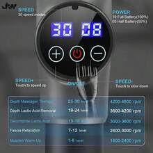 JW Professional Handheld Massage Gun With 30 Digital Speed Settings, Brushless Motor And 6 Massage Heads, Provides Deep Muscle Relaxation. Lightweight Design With Rechargeable Battery, Ideal For Fitness Enthusiasts And Office Workers, Suitable For Home And Gym Deep Tissue Massage - Black - View 2