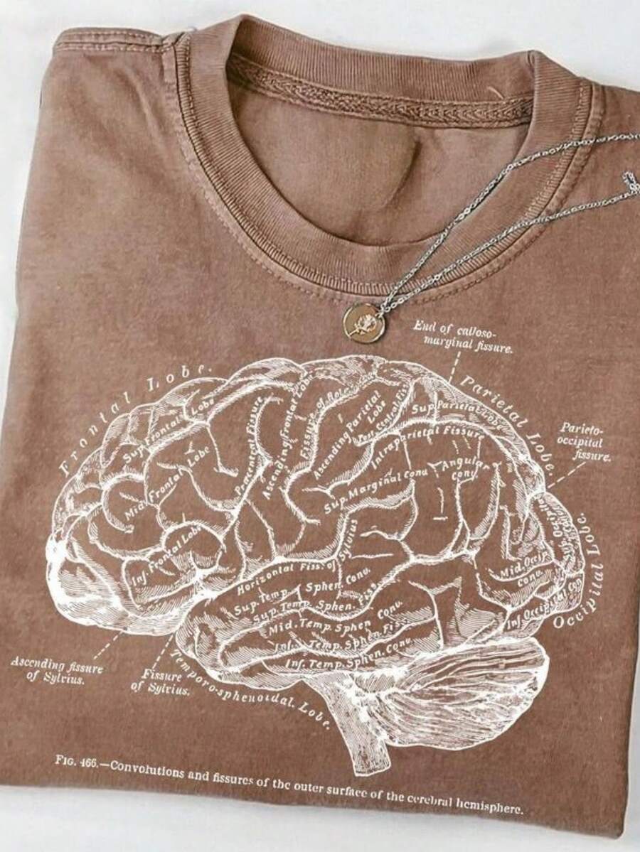 1PCST-Shirt For Women, Featuring A Brain Anatomy Design, Ideal For Neurology Nurses And, Perfect Psychology Gift For Her, Stylish And Comfortable For Everyday Wear, Available From Local Stock2026 Summer Outfits For Women, Summer Tops - 咖啡 - 查看 1