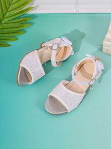 1 đôi sandal cao gót hình bướm màu bạc cho bé gái, giày hè cho trẻ em - Bạc - Xem 5