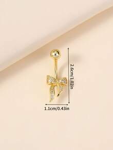 1件装女士肚脐环 时尚肚脐环 蝴蝶结肚脐环 性感肚脐环 女士日常佩戴 - 金黃色 - 查看 5